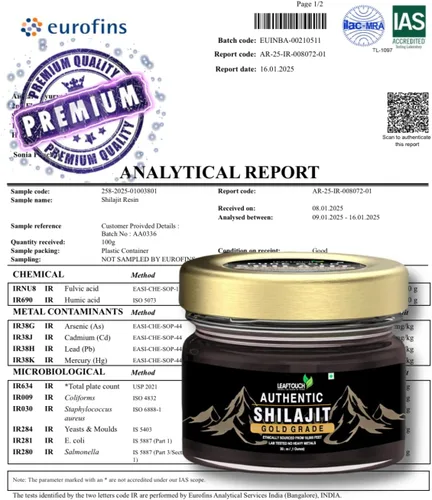 Vista 6 de Leaftouch - Auténtica resina Shilajit de grado dorado, resina Shilajit pura del Himalaya, orgánica y de alta potencia, más de 85 minerales de traza