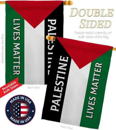 Vista 3 de Palestine Lives Matter - Bandera de apoyo con decoración palestina para colgar en la pared del hogar, tapiz de jardín para puerta, jardín