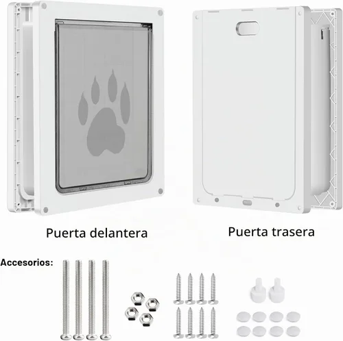 Vista 8 de CEESC - Puerta grande para perro, panel de cierre a presión, hasta 80 libras, duradera, color blanco