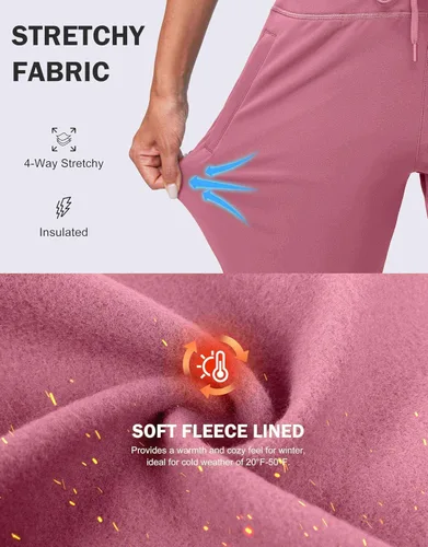 Vista 70 de G Gradual Pantalones deportivos con forro polar para mujer, de cintura alta, resistentes al agua, térmicos, para invierno, correr, senderismo
