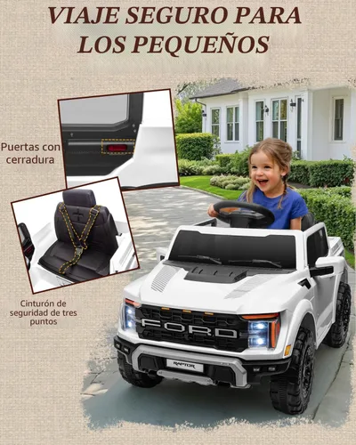 Vista 7 de First Ride On Ford F-150 Raptor - Camión infantil de 12 V, color blanco