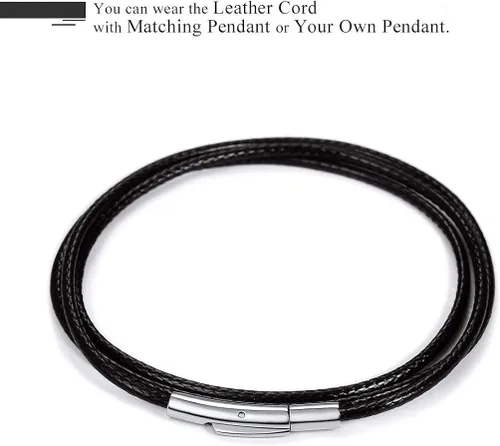 Vista 5 de Stainless Steel Pendant Necklace for Men Women Cool Punk Shark Teeth Necklace Cross Necklace Star of David Necklace Black Leather Cord Come Gift Box