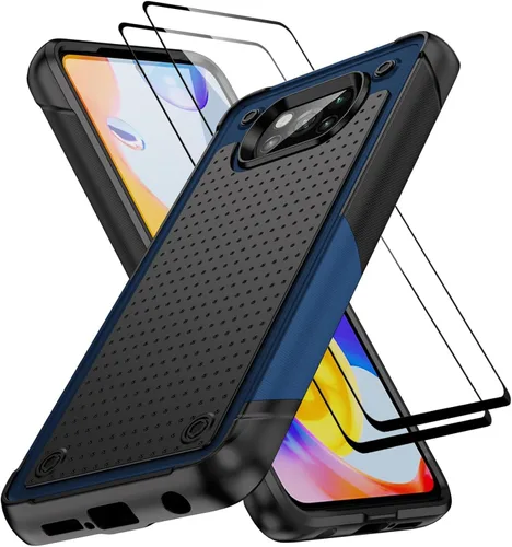 Vista 23 de Jeylly Funda para Xiaomi Poco X3 NFC con protector de pantalla de vidrio templado [2 paquetes], resistente a prueba de golpes, funda protectora