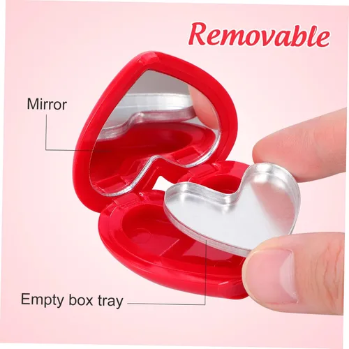Vista 8 de Mini vacío compacto corazón diseño sombra de ojos titular viaje maquillaje caja lápiz labial