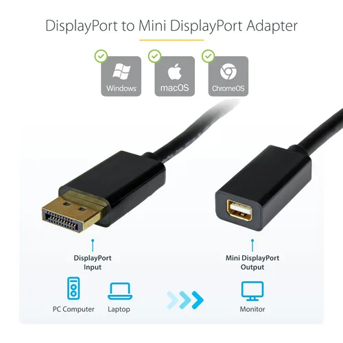 Vista 2 de StarTech Cable DisplayPort a Mini DisplayPort de 3 pies (3.3 ft), video 4K UHD, adaptador DP a mDP (no compatible con Thunderbolt)