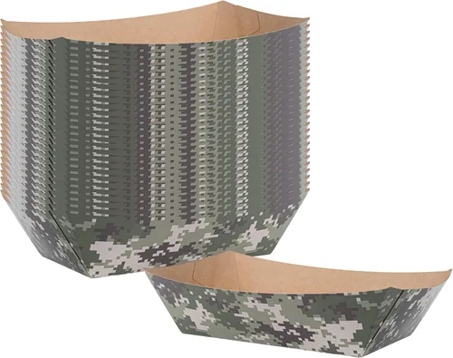 Vista 17 de Restaurantware Bio Tek - Botes de comida de 2 libras, 200 bandejas de papel desechables – Barcos de papel blanco resistentes a la grasa