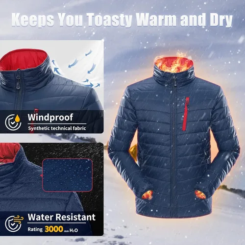 Vista 3 de 33,000ft Chaqueta acolchada para hombre, chaqueta de invierno ligera y plegable