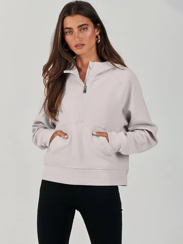 Vista 3 de ANRABESS Half Zip Sweatshirts Cropped Hoodies Fleece Womens Quarter Zip Up Pullover Sweaters Fall Outfits 2023 Winter Clothes