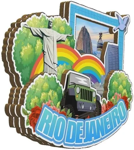 Vista 2 de Imán de Río de Janeiro Brasil para nevera de madera 3D, monumentos de viaje, coleccionables, recuerdos, decoración hecha a mano -4225