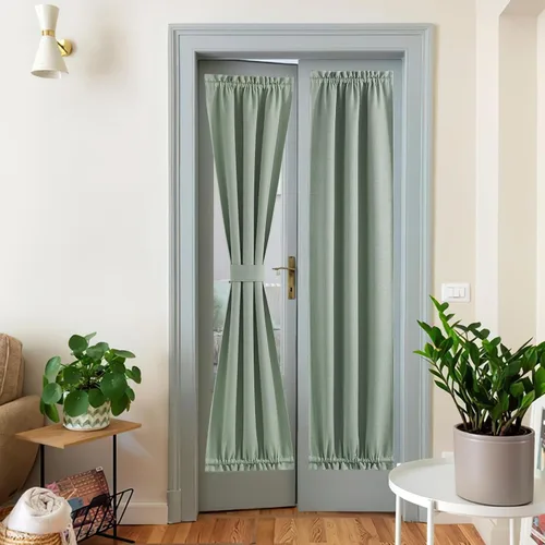 Vista 117 de NICETOWN Cortinas de Lino para Puerta Lateral - Cortinas Opacas con Aislamiento Térmico para Puerta Delantera Francesa para Sombra Pequeña