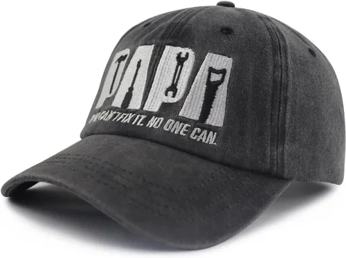 Vista 2 de Papa If He Can't Fix It No One Can, Papa Tools - Gorra de béisbol para hombre, divertida gorra de béisbol ajustable de algodón bordada