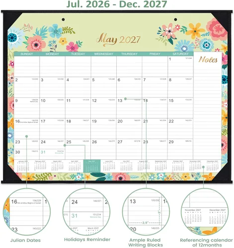 Vista 5 de Calendario de escritorio 2026, calendario de escritorio grande 2026, enero 2026 a diciembre de 2026, 22 x 17 pulgadas, 12 meses, protectores