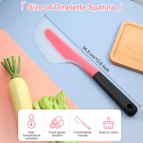 Vista 3 de Espátula de tortilla de cocina para tortilla, de silicona, antiadherente, raspador de pigmentos de silicona con agarre antideslizante para tortilla