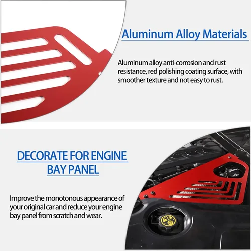 Vista 4 de Cubierta de panel de bahía de motor compatible con Chevrolet Corvette C8 Stingray 2020-2024, compartimento de aluminio para motor izquierdo derecho