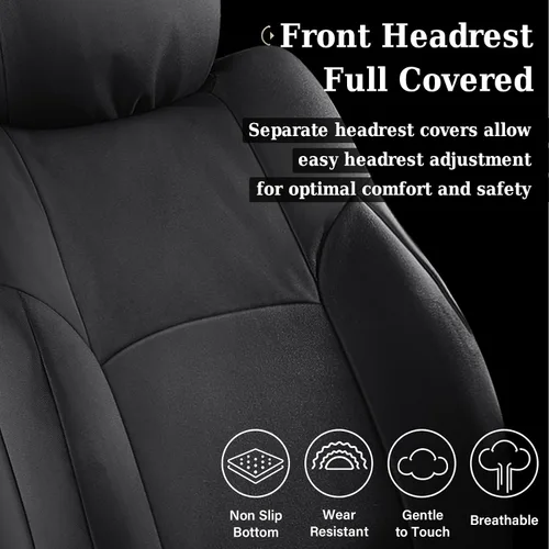 Vista 50 de Coverado Chevy Silverado - Juego completo de fundas de asiento de lona impermeables, apto para Silverado GMC Sierra 2007-2013 y 2019-2025 1500 Negro