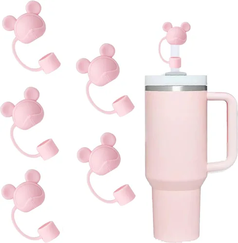 Vista 14 de Juego de 4 fundas de popote con diseño de estrella compatibles con vasos Stanley de 30 y 40 onzas, reutilizables, bonitas puntas de popote