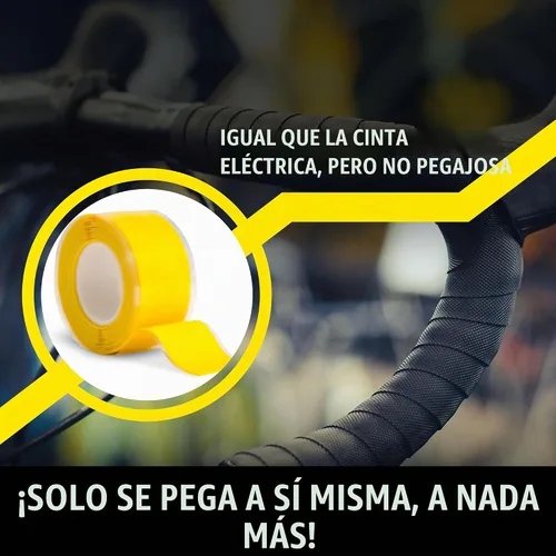 Vista 5 de Domain Cycling - Cinta de manillar de bicicleta - Cinta impermeabilizante de silicona autofusible - Rollo de 10 pies de cinta de manillar Negro