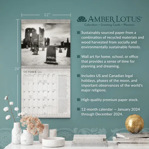 Vista 5 de The Haunted Realm 2024 Wall Calendar by Sir Simon Marsden 12" x 24" Open Amber Lotus Publishing