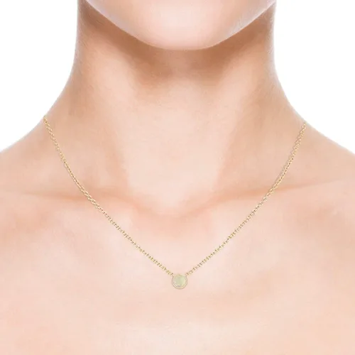 Vista 6 de Angara Colgante solitario de ópalo natural para mujer, collar solitario de ópalo redondo con bisel en oro macizo de 14 quilates, platino Cumpleaños