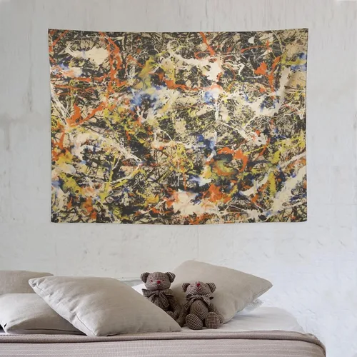 Vista 6 de Jackson Pollock, galería de arte en Buffallo, tapiz de arte abstracto, tapices, pintura de poliéster, regalo de sala de estar, impresiones