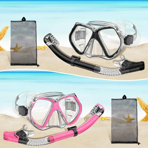 Vista 7 de Equipo de esnórquel para adultos, esnórquel seco, juego de máscara para adultos, máscara de buceo, equipo de buceo, gafas de natación con cubierta