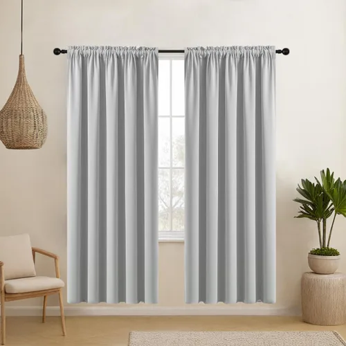 Vista 57 de CUCRAF Cortinas opacas cortas para oscurecer la habitación, paneles de cortina para ventana, bolsillo para cortinero, cortinas sólidas