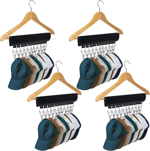 Vista 11 de Organizador de sombreros para percha y armario de habitación, 1 paquete de clips de almacenamiento para colgar sombreros de béisbol, gorras