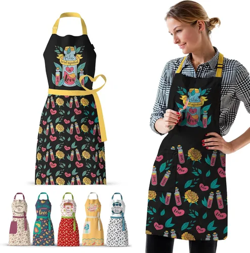 Vista 9 de Waterproof Apron for Adults – Adjustable Fit with Deep Pockets, Stylish Cooking & Baking Apron for Women & Men