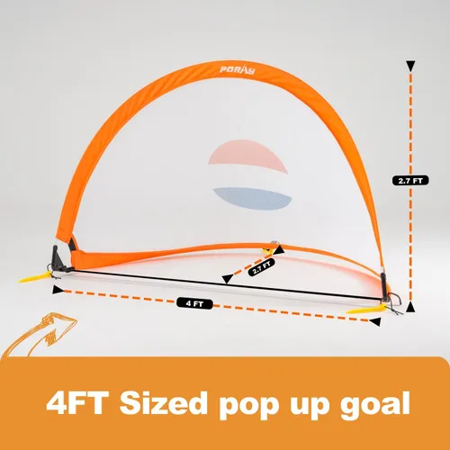 Vista 3 de Porayhut Red de fútbol de apertura rápida para niños, juego de 2 estacas portátiles 210D Oxford extra para diversión en el patio trasero