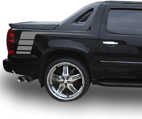 Vista 4 de Side Racing - Adhesivo de vinilo con rayas para cama compatible con Chevrolet Avalanche 2007-2013 (negro)
