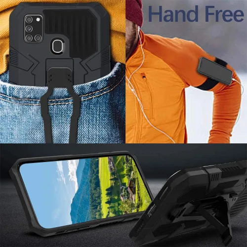 Vista 3 de Funda compatible con Samsung Galaxy A21S, con [2 unidades] con protector de pantalla de vidrio templado, funda protectora probada contra caídas