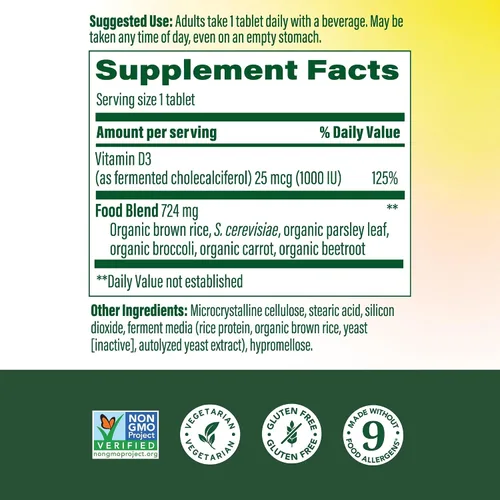 Vista 2 de MegaFood Vitamina D3 1000 UI (25 mcg), salud ósea e inmunológica, 90