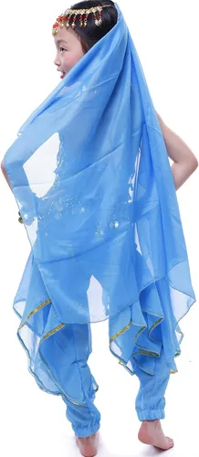 Vista 6 de Astage Disfraz de genio para niñas, disfraz de princesa árabe de la India, danza del vientre