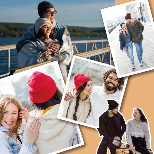 Vista 6 de Gorros de lana para mujeres y hombres, unisex, de punto suave, con puños, diseño de calavera, elástico, color sólido, sombreros de invierno