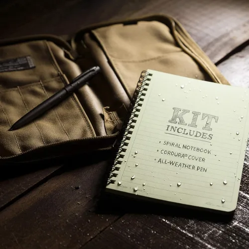 Vista 10 de Rite in the Rain Kit de cuaderno espiral lateral resistente a la intemperie: Funda de tela CORDURA® color canela, 4.625" x 7" Cuaderno verde