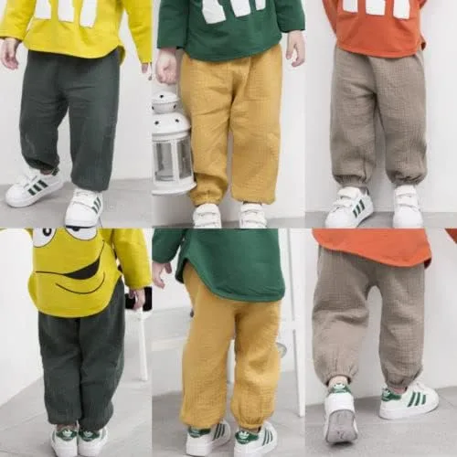Vista 2 de Pantalones deportivos de algodón y lino para bebé, pantalones largos básicos elásticos, pantalones largos con harén, ropa de otoño