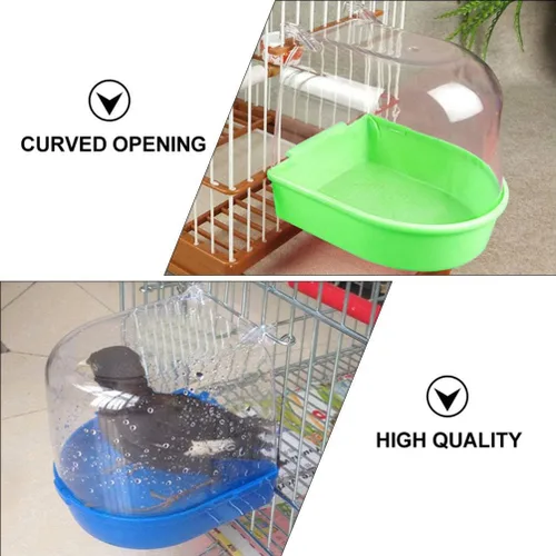Vista 4 de GANAZONO 2 bañeras de pájaros para pájaros pequeños loros bañeras con apertura curvada para mascotas, para periquitos canarios y más