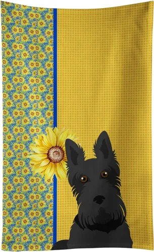 Vista 64 de Caroline's Treasures WDK5313KTWL - Toalla de cocina con diseño de girasoles de verano, color negro y tostado, Airedale Terrier, toalla de mano
