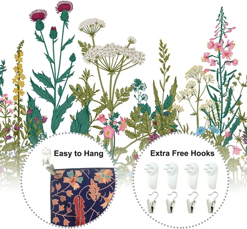 Vista 5 de HOMKUMY Tapiz de pared de flores silvestres, tapiz hippie bohemio con flores psicodélicas indias para colgar en la pared, decoración del hogar