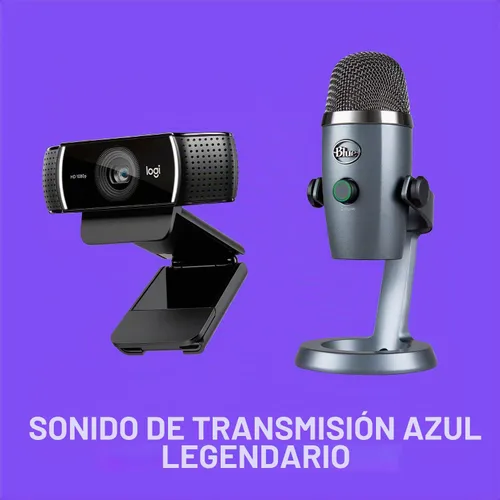 Vista 4 de Logitech C922x Pro Stream Webcam - Cámara Full HD de 1080p con micrófono USB de condensador profesional Blue Yeti Nano