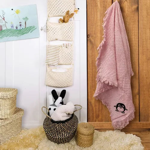 Vista 4 de Ropa de cama bordada personalizada para niños y niñas, lindo pingüino B