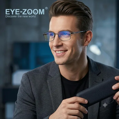 Vista 3 de Gafas de lectura con bloqueo de luz azul, paquete de 2 unidades, rectangulares, de metal, anti rayos azules y lectores UV, para hombres y mujeres