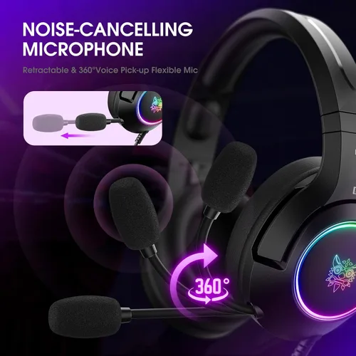 Vista 4 de Ajsaki Actualizado 2022 Auriculares para juegos K9 auriculares para juegos con luces LED RGB cancelación de ruido auriculares estéreo PS Vita