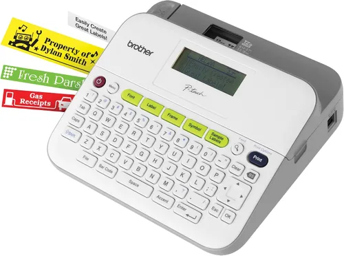 Vista 9 de Etiquetadora Brother P-Touch Monocromática, Etiquetadora Versátil y Fácil de Usar, PTD400AD, Adaptador AC, Teclado QWERTY, Etiquetado de Múltiples