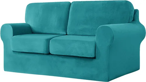 Vista 64 de Funda de sofá con fundas de cojín de asiento separadas y fundas de respaldo, fundas elásticas para sofá, fundas protectoras de terciopelo