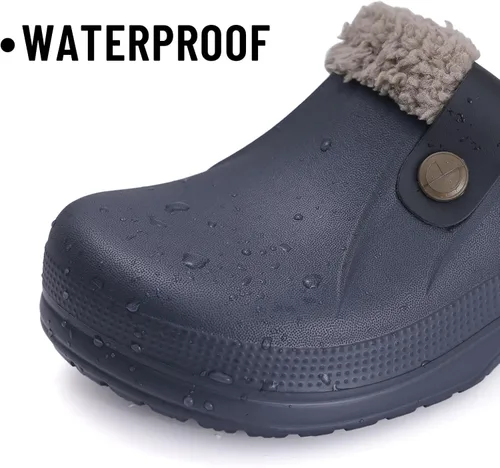 Vista 4 de Beslip - Zuecos clásicos forrados de piel, impermeables, para invierno, para mujeres y hombres, para interiores y exteriores