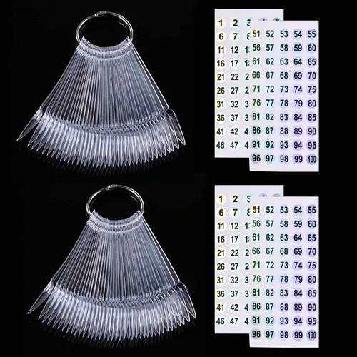 Vista 7 de Palitos para muestras de uñas con calcomanías numéricas, 100 unidades (negro) Nail Color Display Stiletto Tips with 2 copies 1-100 number