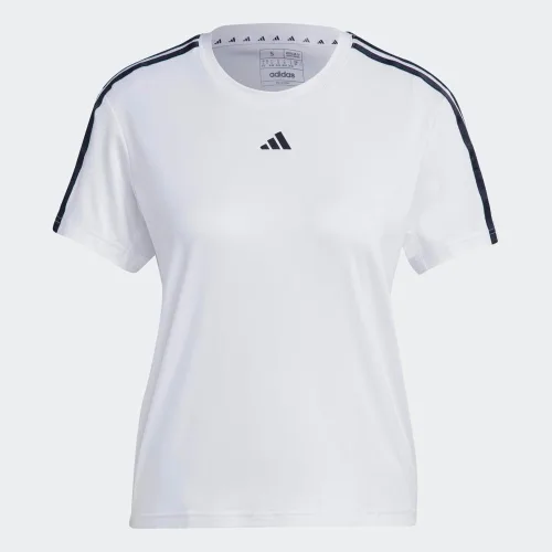 Vista 5 de adidas Camiseta de 3 rayas para mujer, talla grande, Aeroready Training Essentials
