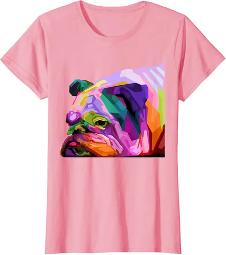 Vista 11 de Camiseta de retrato pop artístico de bulldog británico inglés para dueños de perros, Negro, S