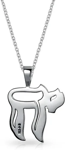 Vista 2 de Bling Jewelry Delicado collar con colgante tradicional religioso judío judío Hanukkah hebreo Chai símbolo de la vida para mujeres, adolescentes